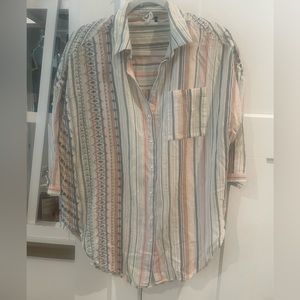 Anthropologie oversized striped tunic, neutral colors, soft, lightweight